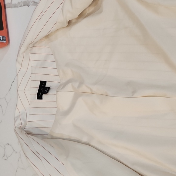 ANN TAYLOR CREAM PIN STRIPED 3/4 SLEEVE BLAZER SIZE 10 - Picture 9 of 9